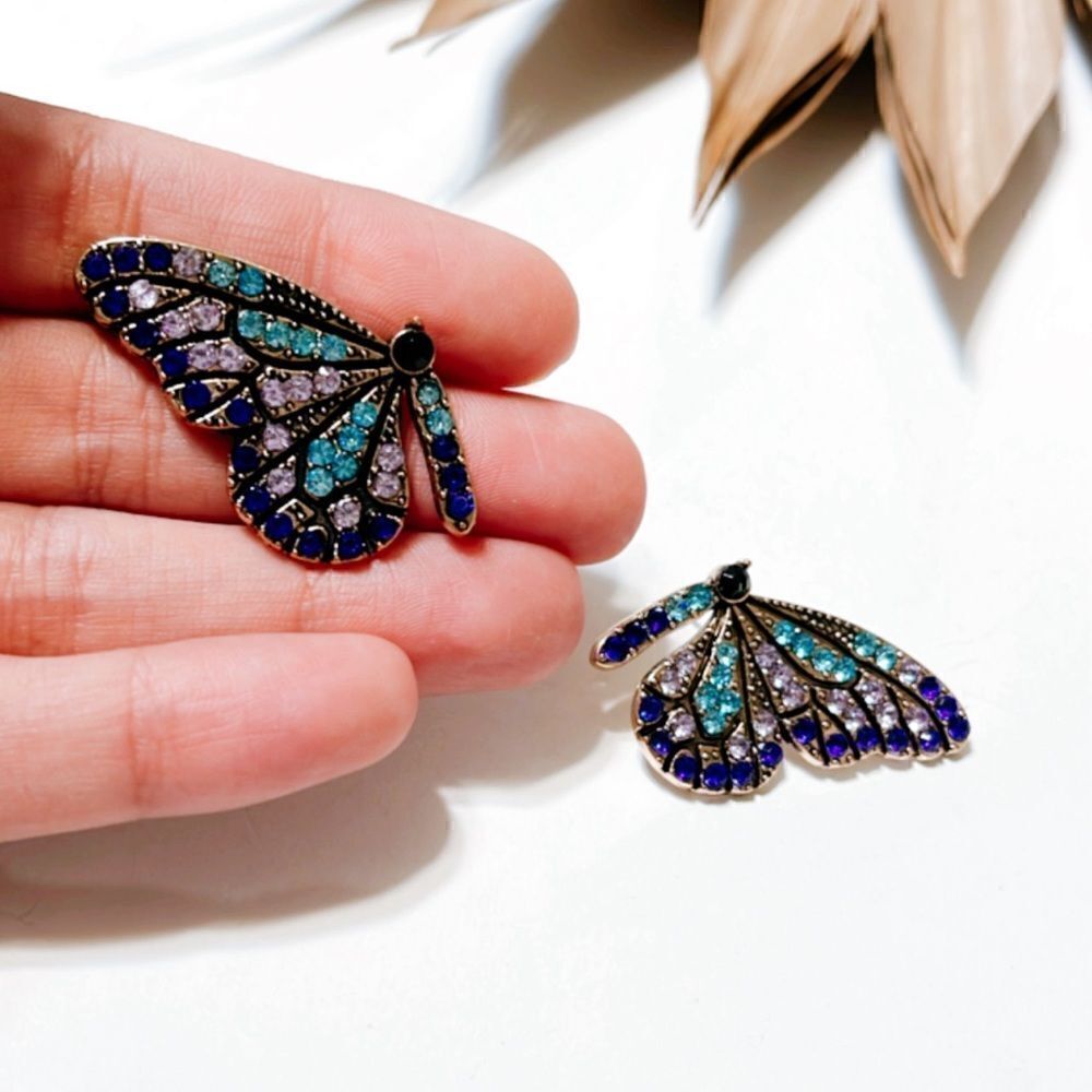 Diamond butterfly earrings N390 - Picture 3 of 3